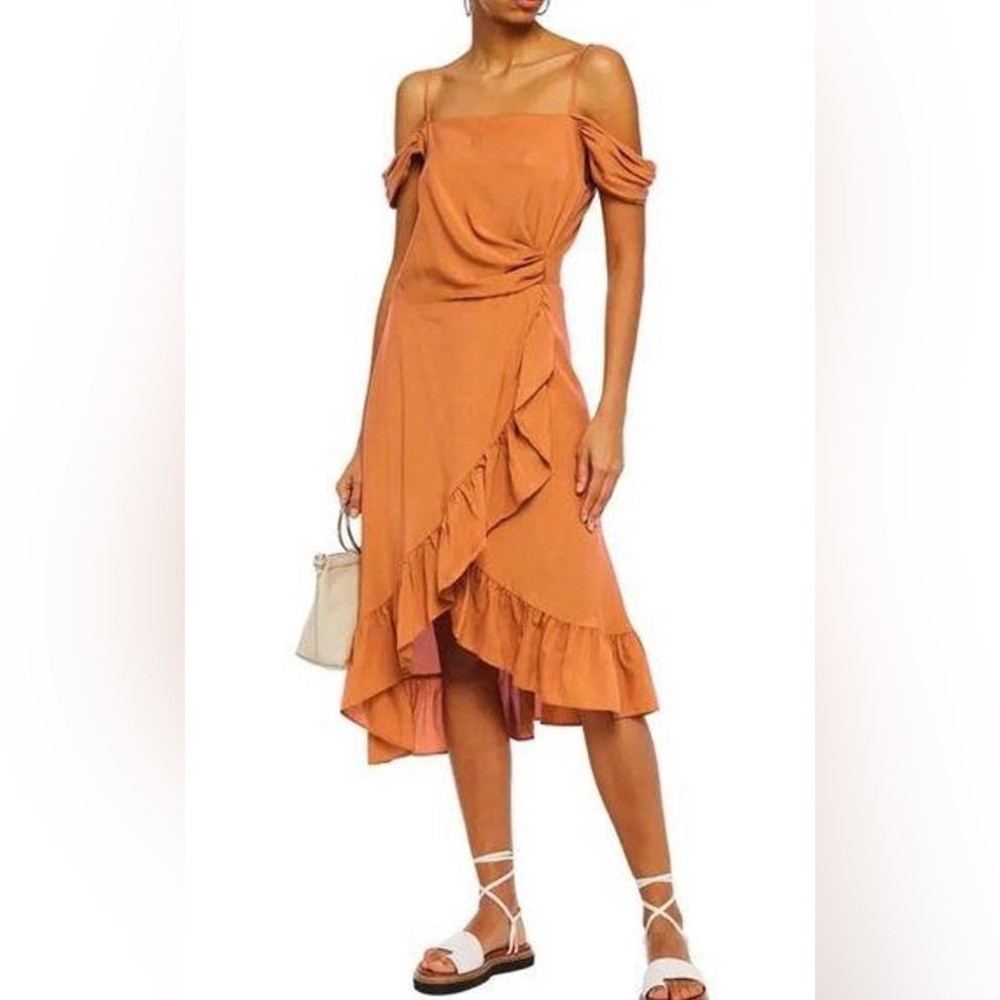 Maje dress orange midi summer sundress size FR 2